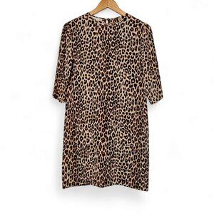 Equipment Femme 100% Silk Dress Size XS Leopard Animal Print Front Pockets